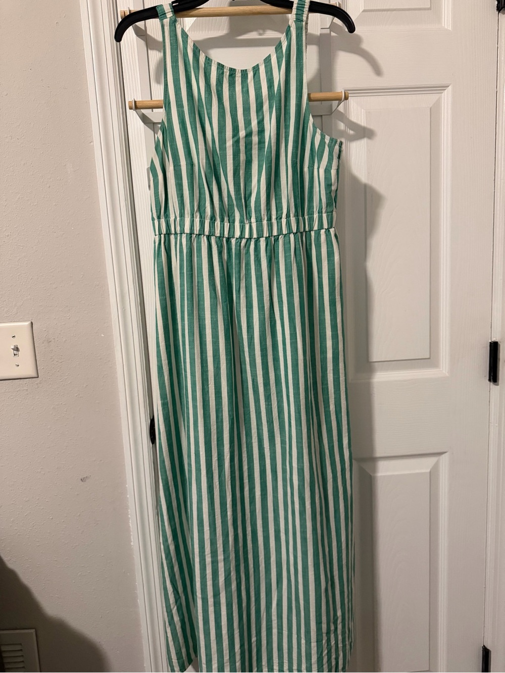 Universal Thread Green and White Vertical Stripe Sleeveless Maxi Dress